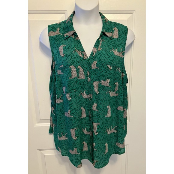 torrid Tops - Torrid 3‎ 3X Madison Sleeveless Shirt Kelly Green Leopard Animal Print Women’s